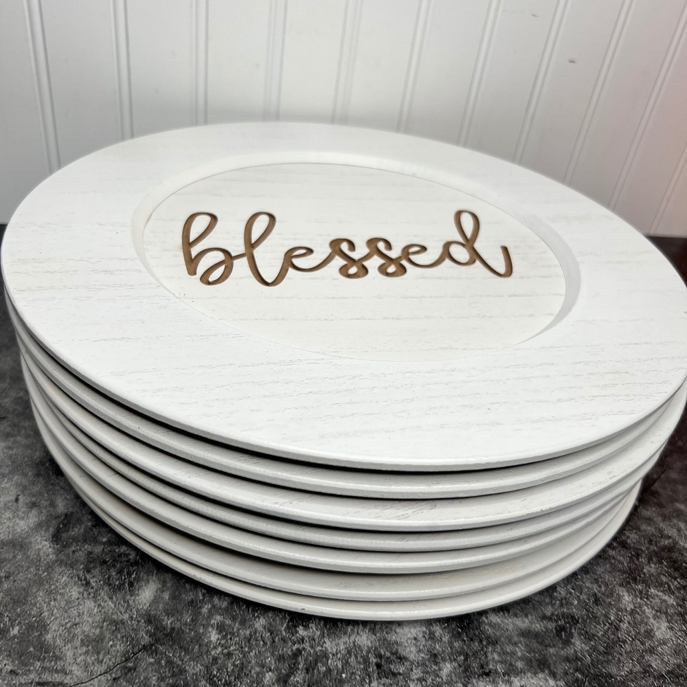 Hobby Lobby Wooden Charger | Set of 4 "Blessed" | Farmhouse Thanksgiving Fall